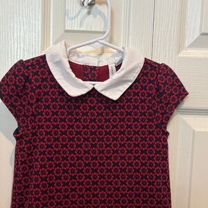 Janie and Jack Navy and Red Floral Dress with White Peter Pan Collar